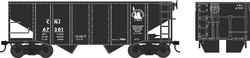 55-Ton Fishbelly Hopper - Ready to Run -- Central Railroad of New Jersey 67235 (black, Liberty Logo)