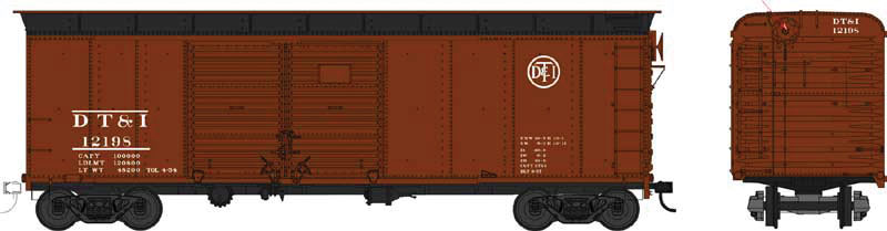 Class X-31a 40' Double-Door Flush-Roof Boxcar - Ready to Run -- Detroit, Toledo & Ironton #12198 (Boxcar Red, black)