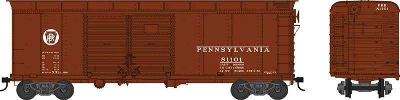 Class X-31a 40' Inset-Roof Double-Door Boxcar - Ready to Run -- Pennsylvania Railroad 81101 (Tuscan, Circle Keystone)