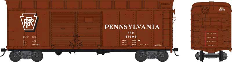 Class X-31f 40' Turtle-Roof Single-Door Boxcar - Ready to Run -- Pennsylvania Railroad 81693 (Tuscan, Shadow Keystone)