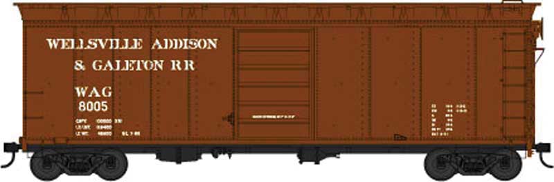 40' Single-Door Steel Boxcar - Ready to Run -- Wellsville, Addison & Galeton 8009 (Boxcar Red)