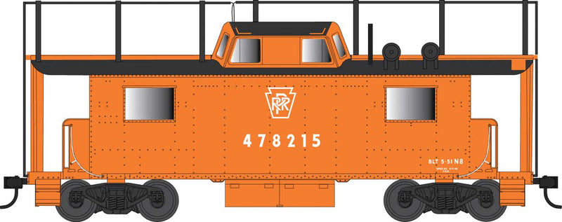 PRR Class N8 Steel Center-Cupola Cabin Car (Caboose) - Ready to Run -- Pennsylvania Railroad #478215 (Focal Orange, black; Antenna, Plain Keystone)