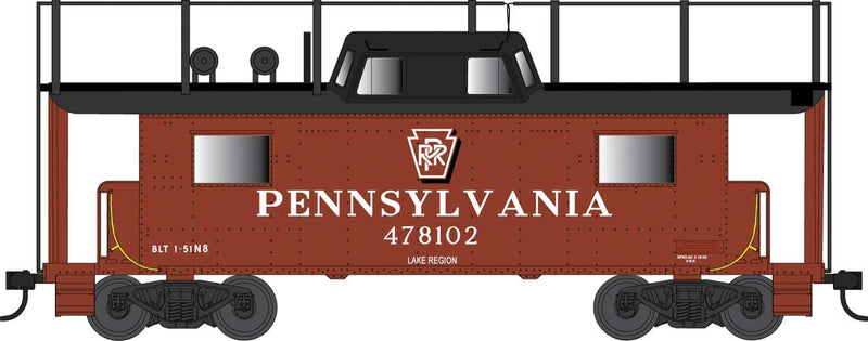 PRR Class N8 Steel Center-Cupola Cabin Car (Caboose) - Ready to Run -- Pennsylvania Railroad 478114 (Lake, Tuscan, black, Antenna, Shadow Keystone)