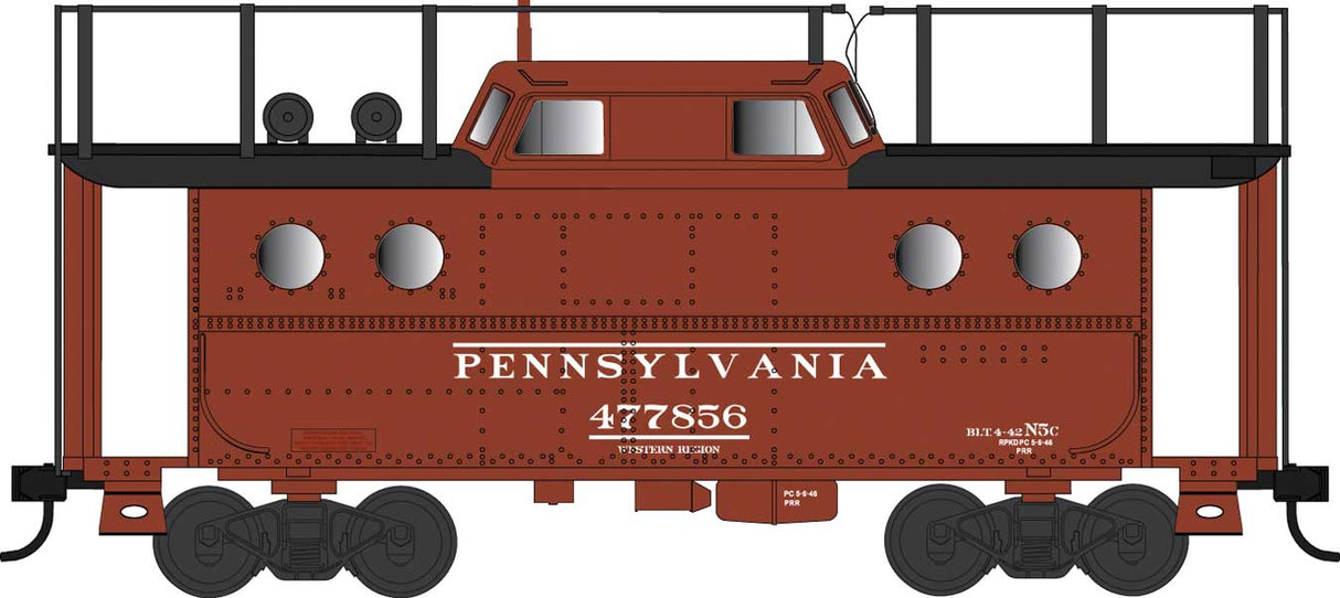 PRR Class N5C Steel Cabin Car (Caboose) - Ready to Run -- Pennsylvania Railroad 477856 (Early Western Region, Tuscan, Antenna)