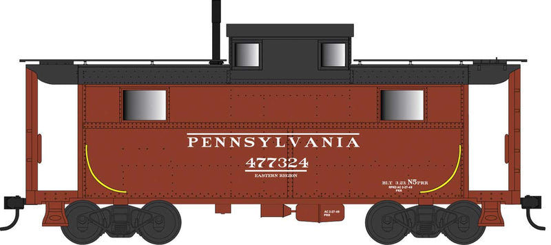 PRR Class N5 Steel Cabin Car (Caboose) - Ready to Run -- Pennsylvania Railroad #477357 (Early Tuscan, black)