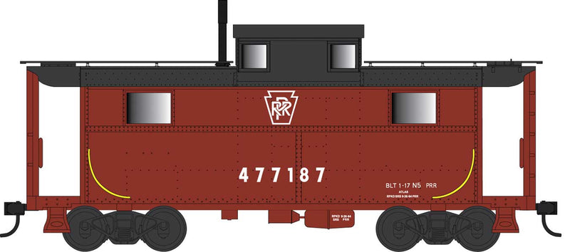PRR Class N5 Steel Cabin Car (Caboose) - Ready to Run -- Pennsylvania Railroad 477222 (Tuscan, black, Plain Keystone)