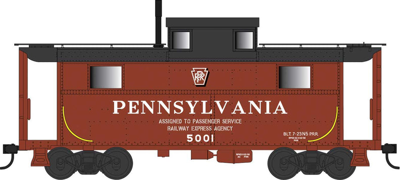 PRR Class N5 Steel Cabin Car (Caboose) - Ready to Run -- Pennsylvania Railroad 5001 (REA Service, Tuscan, black, Shadow Keystone)