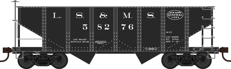 PRR Class GLa 2-Bay Open Hopper - Ready to Run -- Lake Shore & Michigan Southern NYC 58276 (Built 9-07, black)