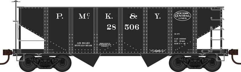 PRR Class GLa 2-Bay Open Hopper - Ready to Run -- Pittsburgh, McKeesport & Youghiogheny NYC 28583 (Built 7-07, black, NYC Logo