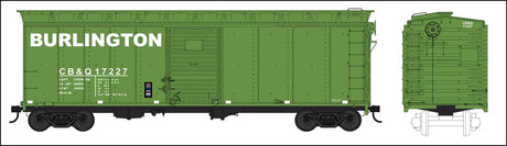 40' Single-Door Boxcar - Ready to Run -- Chicago, Burlington & Quincy 17227 (1968 pre-merger green, Built 2-50)