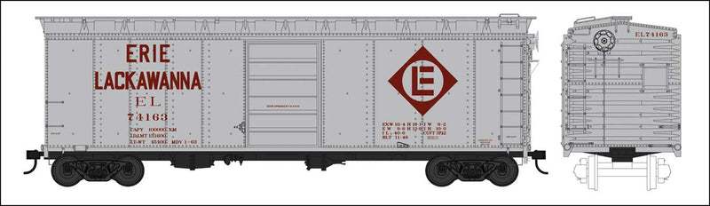 40' Single-Door Boxcar - Ready to Run -- Erie Lackawanna 74222 (1963 Early Merger, Built 11-48)