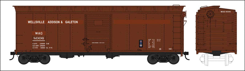 40' Single-Door Boxcar - Ready to Run -- Wellsville, Addison & Galeton #8006 (1971 Louisville Slugger Wood Car)