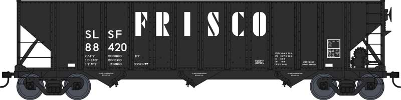 100-Ton 3-Bay Open Hopper - Ready to Run -- St. Louis-San Francisco 88420 (black, Large Frisco Lettering)