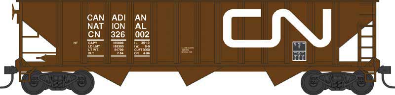 70-Ton 12-Panel 3-Bay Hopper - Ready to Run -- Canadian National 326099 (Built 1964, Boxcar Red, Large Noodle Logo)