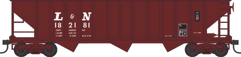 70-Ton 12-Panel 3-Bay Hopper - Ready to Run -- Louisville & Nashville 182231 (Built 1969, Boxcar Red)