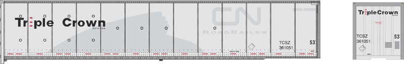 53' Dura Plate RoadRailer Trailer - Ready to Run -- Norfolk Southern Triple Crown 361051 (Ex-CN, gray, Medium Logo)
