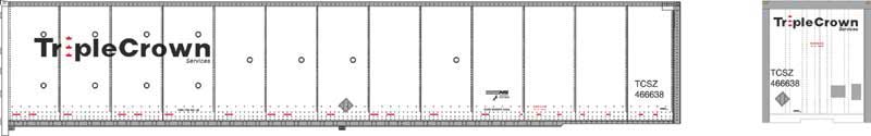 53' Dura Plate RoadRailer Trailer - Ready to Run -- Norfolk Southern Triple Crown 466638 (white, Medium Logo)