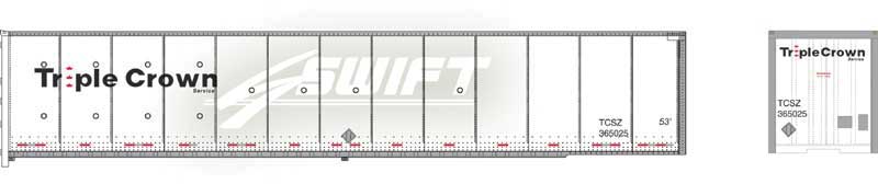 53' Dura Plate RoadRailer Trailer - Ready to Run -- Norfolk Southern Triple Crown 365025 (Ex-Swift, white, Medium Logo)