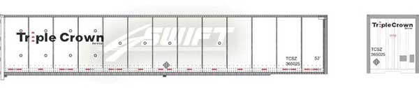 53' Dura Plate RoadRailer Trailer - Ready to Run -- Norfolk Southern Triple Crown 365057 (Ex-Swift, white, Medium Logo)