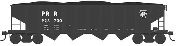 Class H21a 4-Bay Hopper - Ready to Run -- Pennsylvania Railroad 923711 (H21a, Blt. 11-10, black, block reporting marks