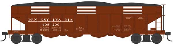 Class H21a 4-Bay Hopper - Ready to Run -- Pennsylvania Railroad 408321 (H22, Blt. 8-14, Tuscan, Early Lettering)