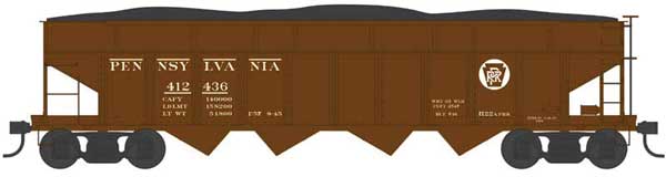 Class H21a 4-Bay Hopper - Ready to Run -- Pennsylvania Railroad 412436 (H22a, Blt. 7-16, Tuscan, Circle Keystone)