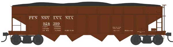 Class H21a 4-Bay Hopper - Ready to Run -- Pennsylvania Railroad 924399 (H22a, Blt. 6-13, Tuscan, Early Lettering)