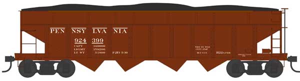 Class H21a 4-Bay Hopper - Ready to Run -- Pennsylvania Railroad 924602 (H22a, Blt. 6-13, Tuscan, Early Lettering)