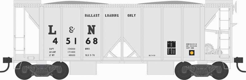 70-Ton 2-Bay Ballast Hopper with Side Chutes (Ballast Gates) - Ready to Run -- Louisville & Nashville 45190 (gray)