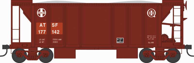70-Ton 2-Bay Ballast Hopper with Side Chutes (Ballast Gates) - Ready to Run -- Santa Fe 177142 (Boxcar Red, Q Logo)