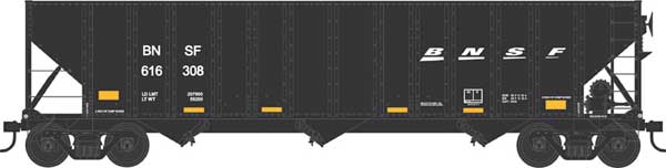 100-Ton 3-Bay Hopper - Ready to Run - Executive Line -- BNSF Railway #615966 (Blt. 9-77 2008 Repaint Ex-SLSF, black)