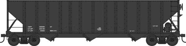 100-Ton 3-Bay Hopper - Ready to Run - Executive Line -- Dimensional Data Only (Blt. 12-72, black)