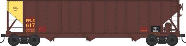 100-Ton 3-Bay Hopper - Ready to Run - Executive Line -- Pennsylvania Power & Light PPLX #633 (Blt. 11-72, brown, yellow Ends)