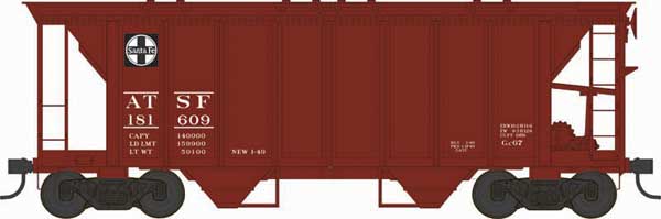 70-Ton 2-Bay Covered Hopper w/Closed Sides - Ready to Run - Executive Line -- Santa Fe #181609 (Blt. 1-49 Repack 1-49, Boxcar Red, black, white)