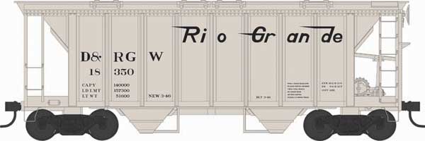 70-Ton 2-Bay Covered Hopper w/Closed Sides - Ready to Run - Executive Line -- Denver & Rio Grande Western #18362 (Blt. 3-46 Repack 3-46, gray, black, Flyi