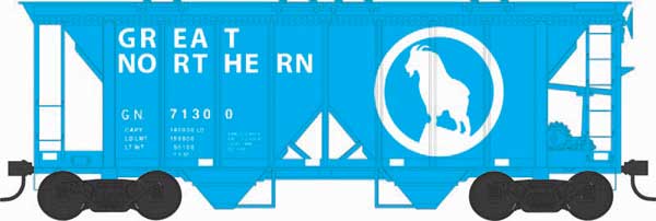 70-Ton 2-Bay Covered Hopper w/Open Sides - Ready to Run - Executive Line -- Great Northern #71306 (Blt. 6-49 Repack 6-68, Big Sky Blue, Rocky Logo)
