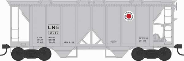 70-Ton 2-Bay Covered Hopper w/Open Sides - Ready to Run - Executive Line -- Lehigh & New England #12745 (Blt. 8-53 Repack 8-53, gray, black, red, Fried