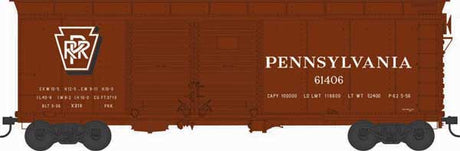 X31B Double-Door Round Flush Roof Boxcar - Ready to Run -- Pennsylvania Railroad #61406 (Blt. 3-36 Repack 2-56, Tuscan, Shadow Keystone