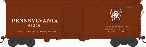 X31A Single-Door Round Inset Roof Boxcar - Ready to Run -- Pennsylvania Railroad #68226 (Blt. 4-34 Repack 11-54, Tuscan, Shadow Keyston