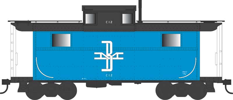 PRR Class N5 Steel Cabin Car (Caboose) - Ready to Run -- Boston & Maine #C12 (Blt. 1940 Rpkd 4-73, blue, black)