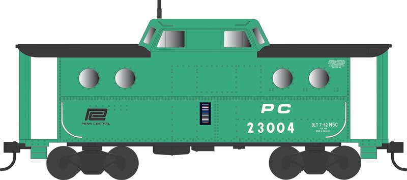 PRR Class N5C Steel Cabin Car (Caboose) - Ready to Run -- Penn Central #23002 (1968, Jade Green, white, black)