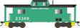 PRR Class N8 Steel Center-Cupola Cabin Car (Caboose) - Ready to Run -- Penn Central #23318 (Jade Green, black, white, yellow, No Logo)