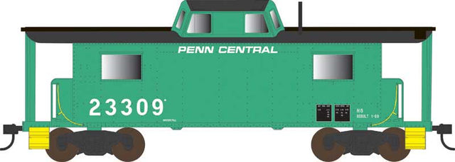 PRR Class N8 Steel Center-Cupola Cabin Car (Caboose) - Ready to Run -- Penn Central #23318 (Jade Green, black, white, yellow, No Logo)