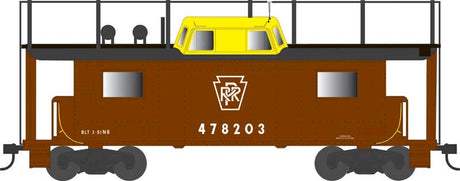PRR Class N8 Steel Center-Cupola Cabin Car (Caboose) - Ready to Run -- Pennsylvania Railroad #478213 (Trainphone, Tuscan, yellow, Plain Keystone Pi