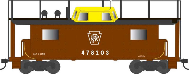 PRR Class N8 Steel Center-Cupola Cabin Car (Caboose) - Ready to Run -- Pennsylvania Railroad #478213 (Trainphone, Tuscan, yellow, Plain Keystone Pi