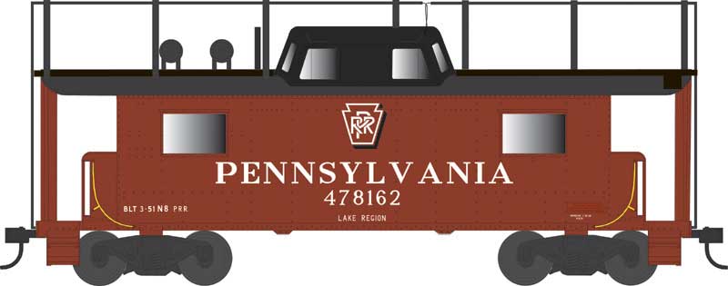 PRR Class N8 Steel Center-Cupola Cabin Car (Caboose) - Ready to Run -- Pennsylvania Railroad #478162 (Trainphone, Tuscan, Shadow Keystone Lake)