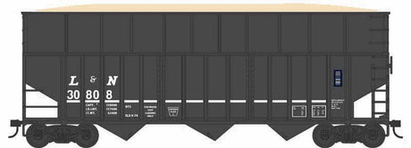70-Ton Ribbed-Side Wood Chip Hopper with Ribbed Side Extensions - Ready to Run -- Louisville & Nashville #30835 (black, white)