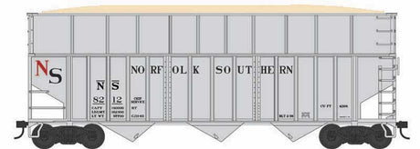 70-Ton Ribbed-Side Wood Chip Hopper with Ribbed Side Extensions - Ready to Run -- Original Norfolk Southern #8222 (gray, black, red)