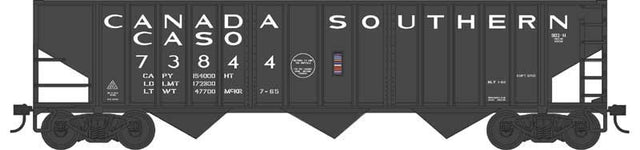 70-Ton 14-Panel 3-Bay Hopper - Ready to Run -- Canada Southern #74001 (black, white)