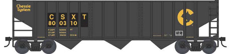 70-Ton 14-Panel 3-Bay Hopper - Ready to Run -- Chessie CSXT #800357 (black, yellow, Large Logo)